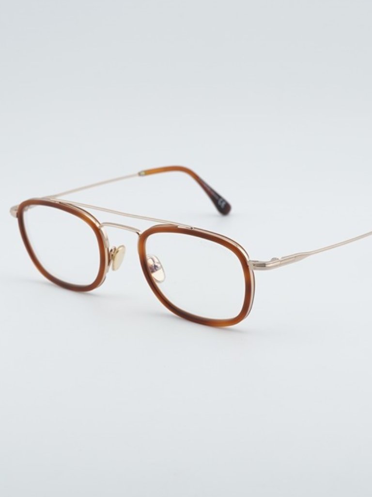 Tom Ford Ft5677-B 053 Eyeglasses Havana/Gold 50mm Square Frame, Blue Light Block